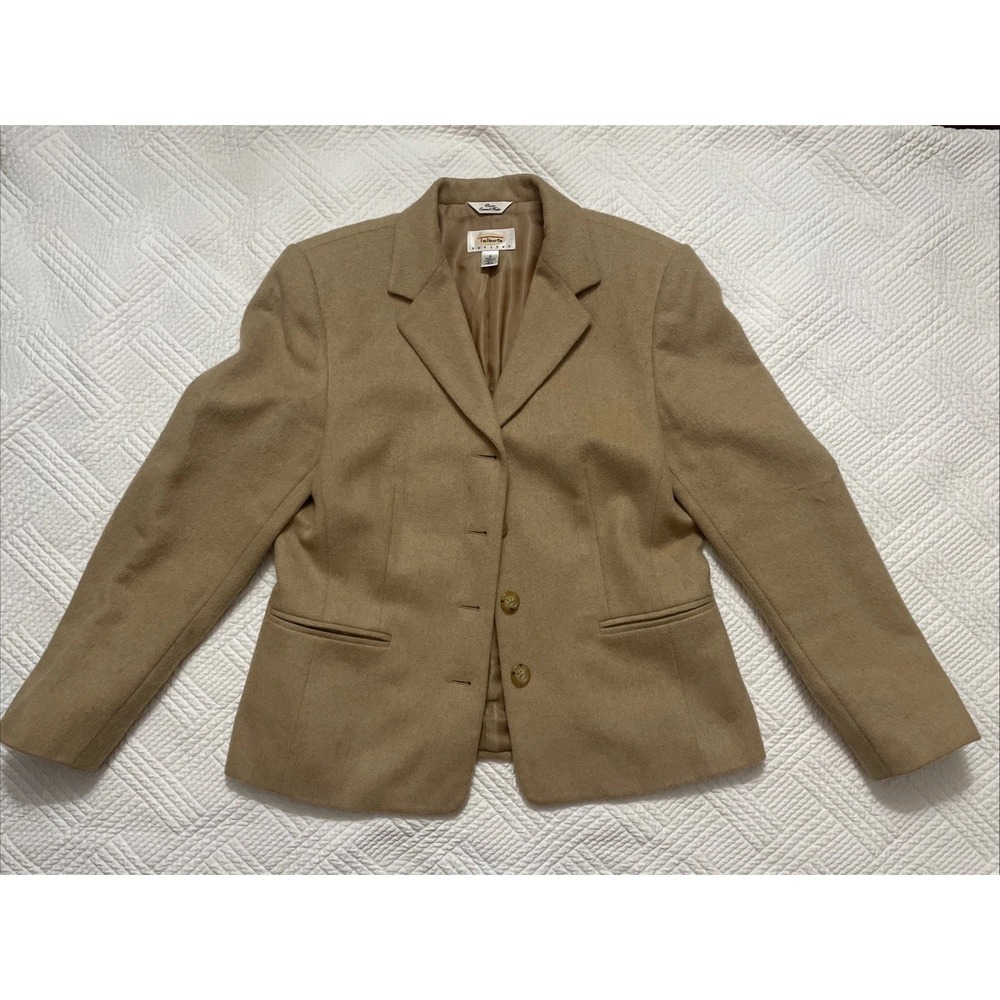 Talbots Pure Camel Hair Blazer Women's 6 Petites 4 Button Long Sleeve Italy